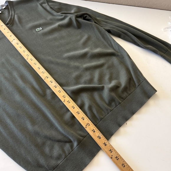 LACOSTE Authentic Forest Green V-Neck Pullover Cotton Sweater Mens 7 / 2XL - Picture 8 of 9